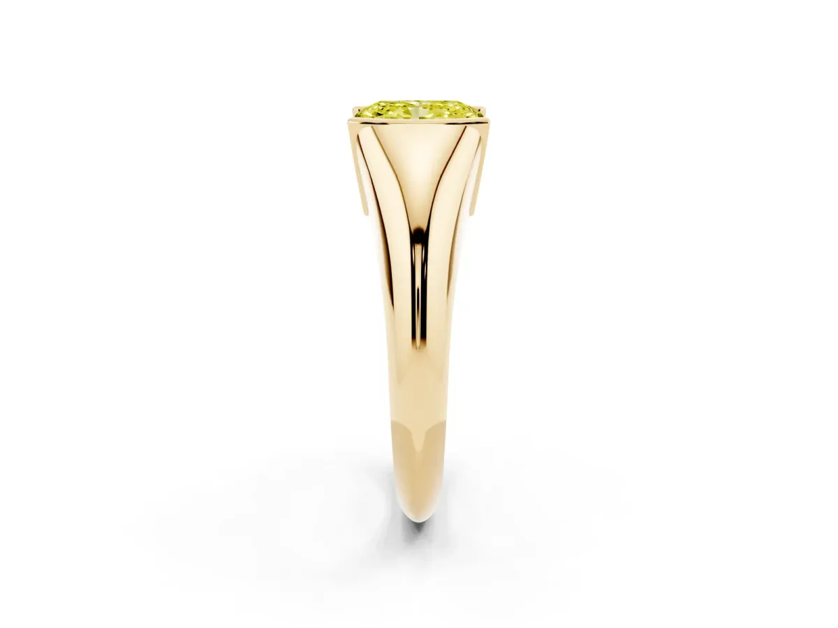 Fancy Yellow Radiant Cut Solitaire Tension Set Diamond Ring Yellow gold