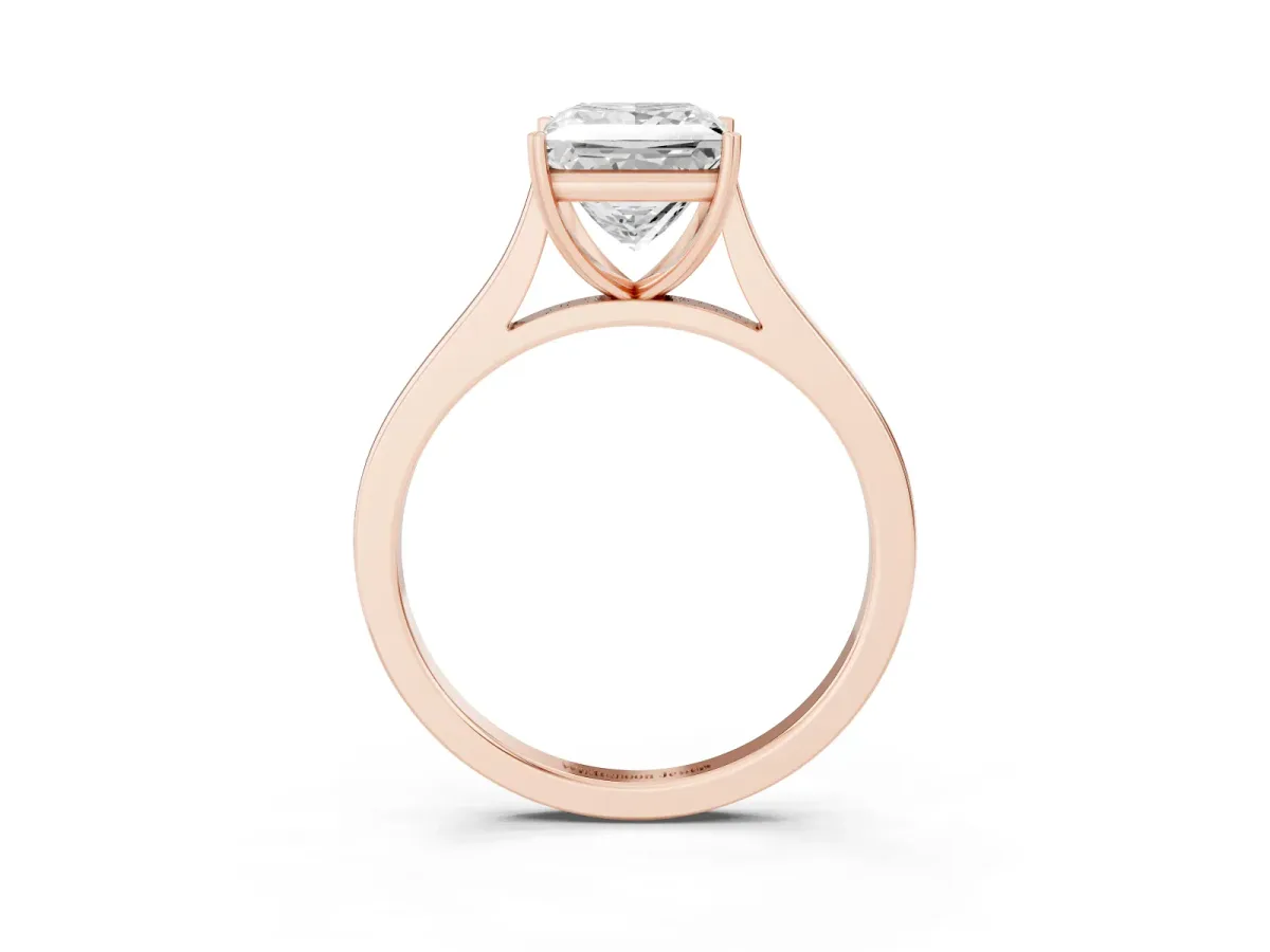 Princess Cut Solitaire Heart Prong Engagement Ring with Tapered Band Rose gold