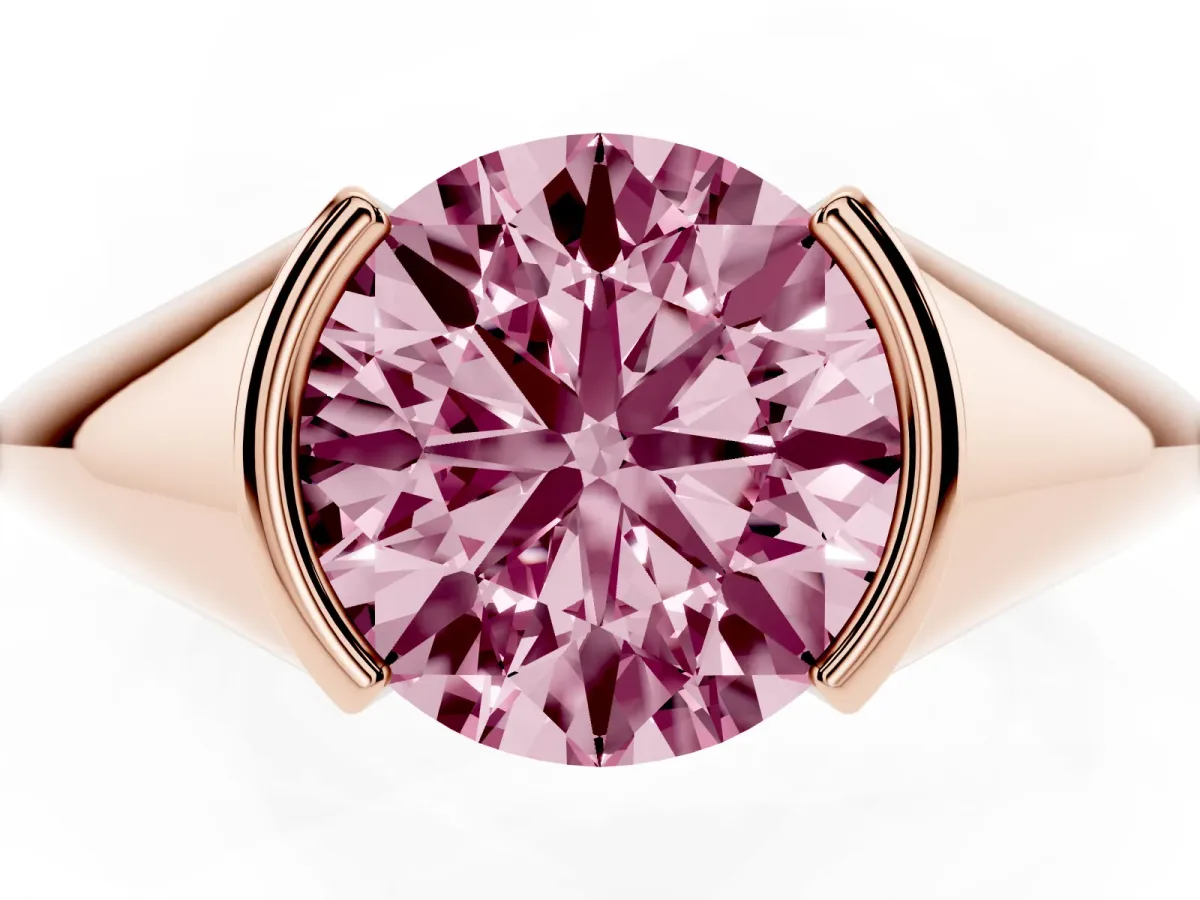 Fancy Pink Round Cut Solitaire Tension Set Diamond Ring Rose gold