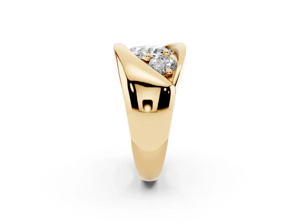 Channel Set Radiant Cut Diamond Crossover Band Yellow gold