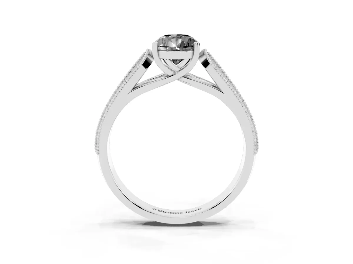 Fancy Black Pear Cut Cut Pave Split Shank Engagement Ring with Four-Prong Setting Silver
