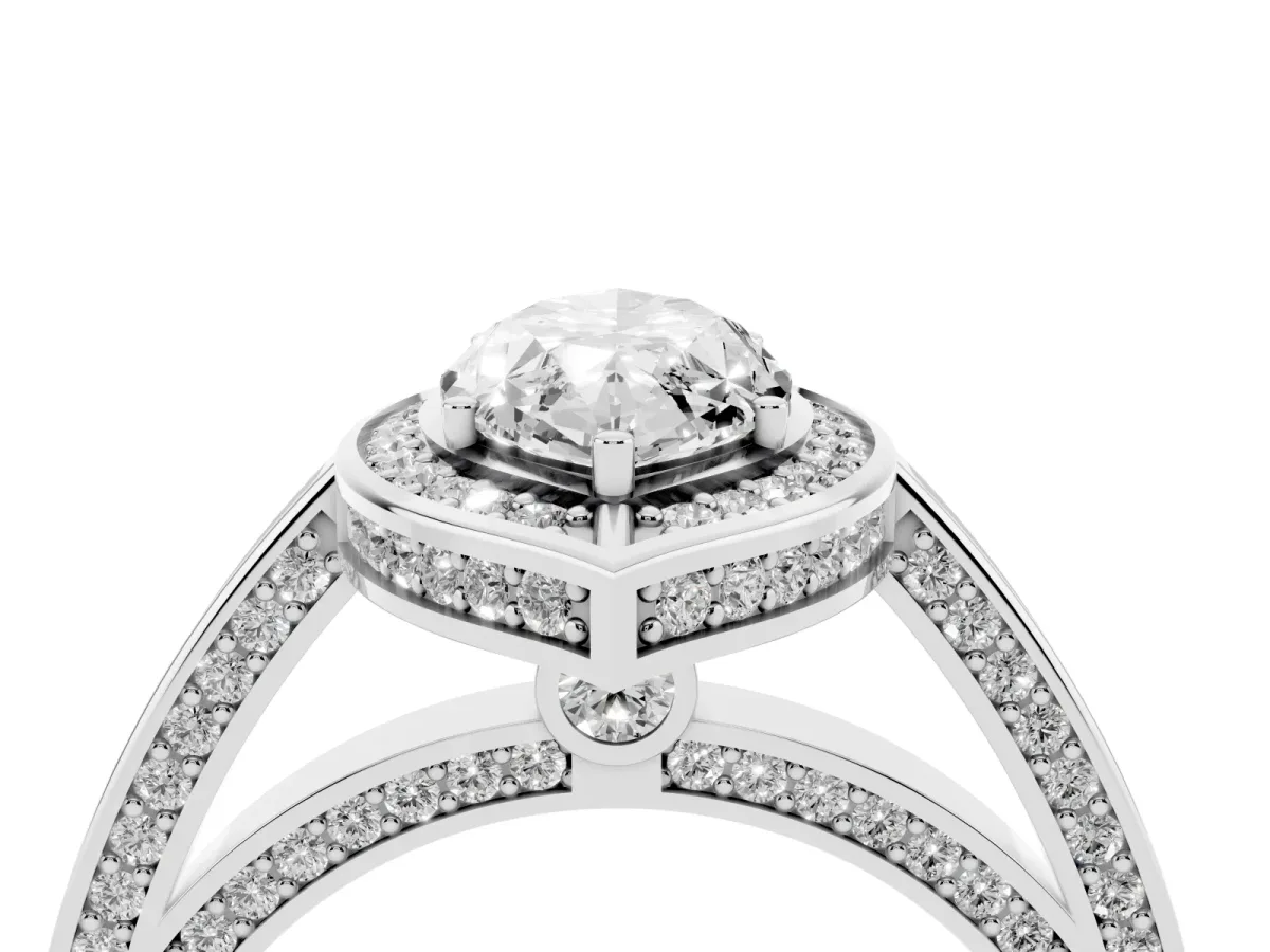 Marquise Cut Cut Halo Pave Split Shank Prong Setting Ring Platinum