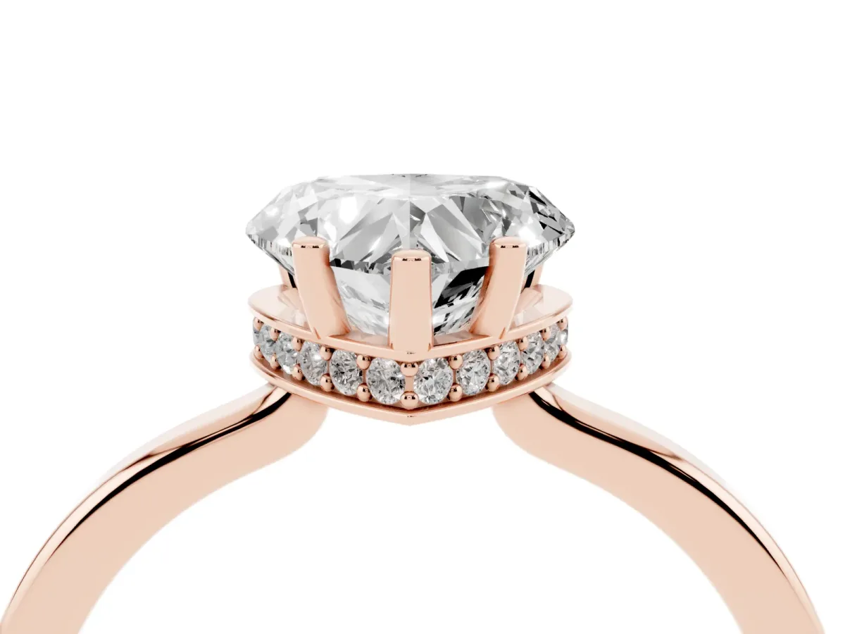 Heart Cut Cut Solitaire Engagement Ring with Four-Prong Setting on a Classic Band Rose gold
