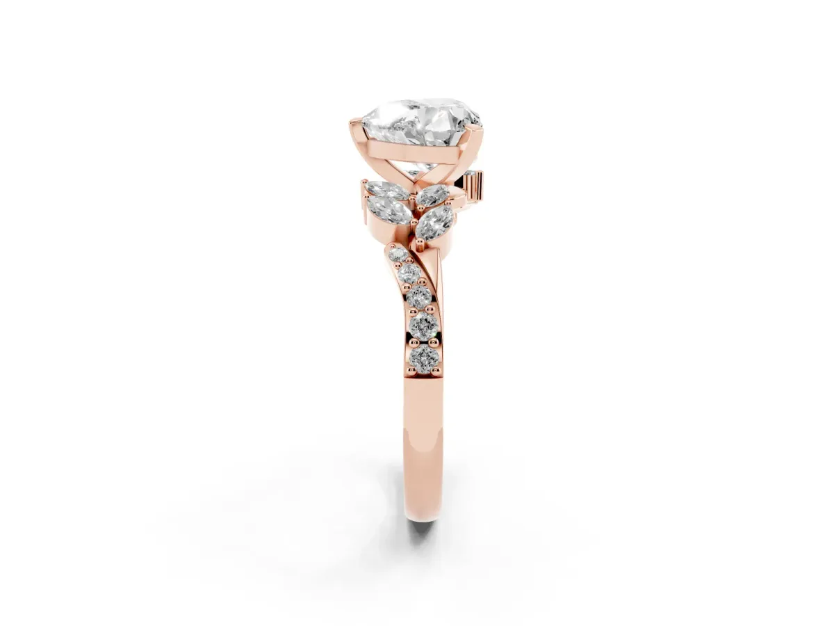 Heart Cut Solitaire Marquise Twist Band with Six-Prong Setting Rose gold