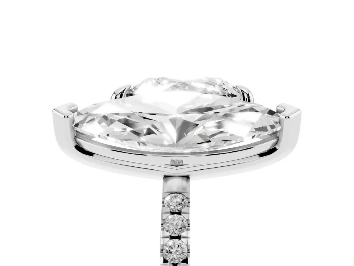Heart and Marquise Toi Moi Ring with Prong Setting and Pave Band Platinum