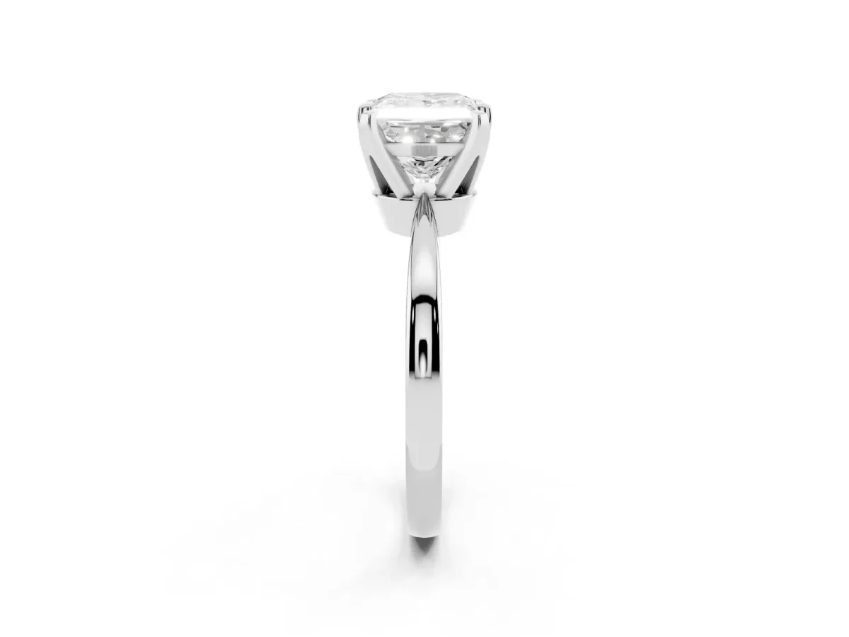 Princess Cut Solitaire Engagement Ring with Six-Prong Setting and Tapered Band White gold
