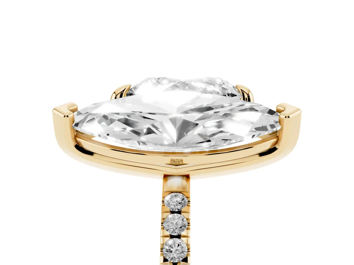 Heart and Marquise Toi Moi Ring with Prong Setting and Pave Band Yellow gold