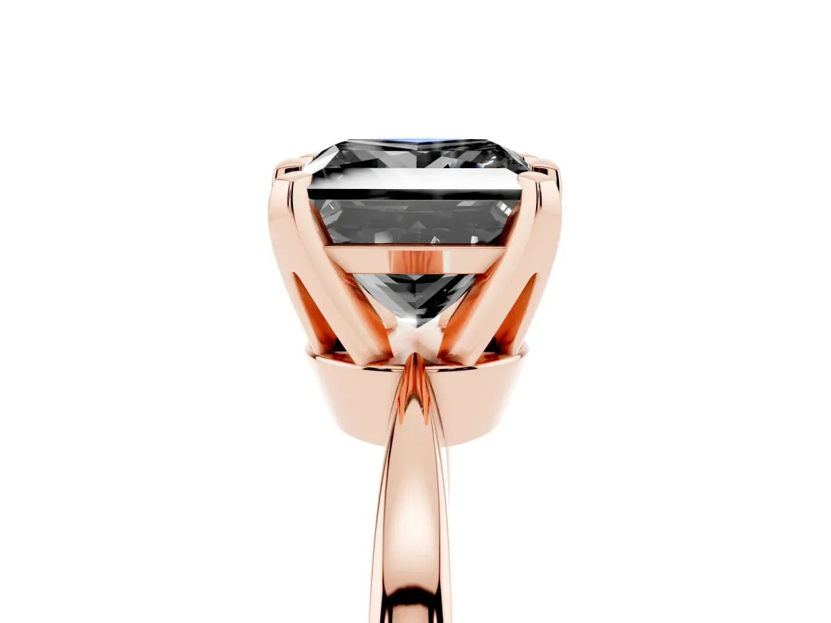 Fancy Black Princess Cut Solitaire Engagement Ring with Six-Prong Setting and Tapered Band Rose gold