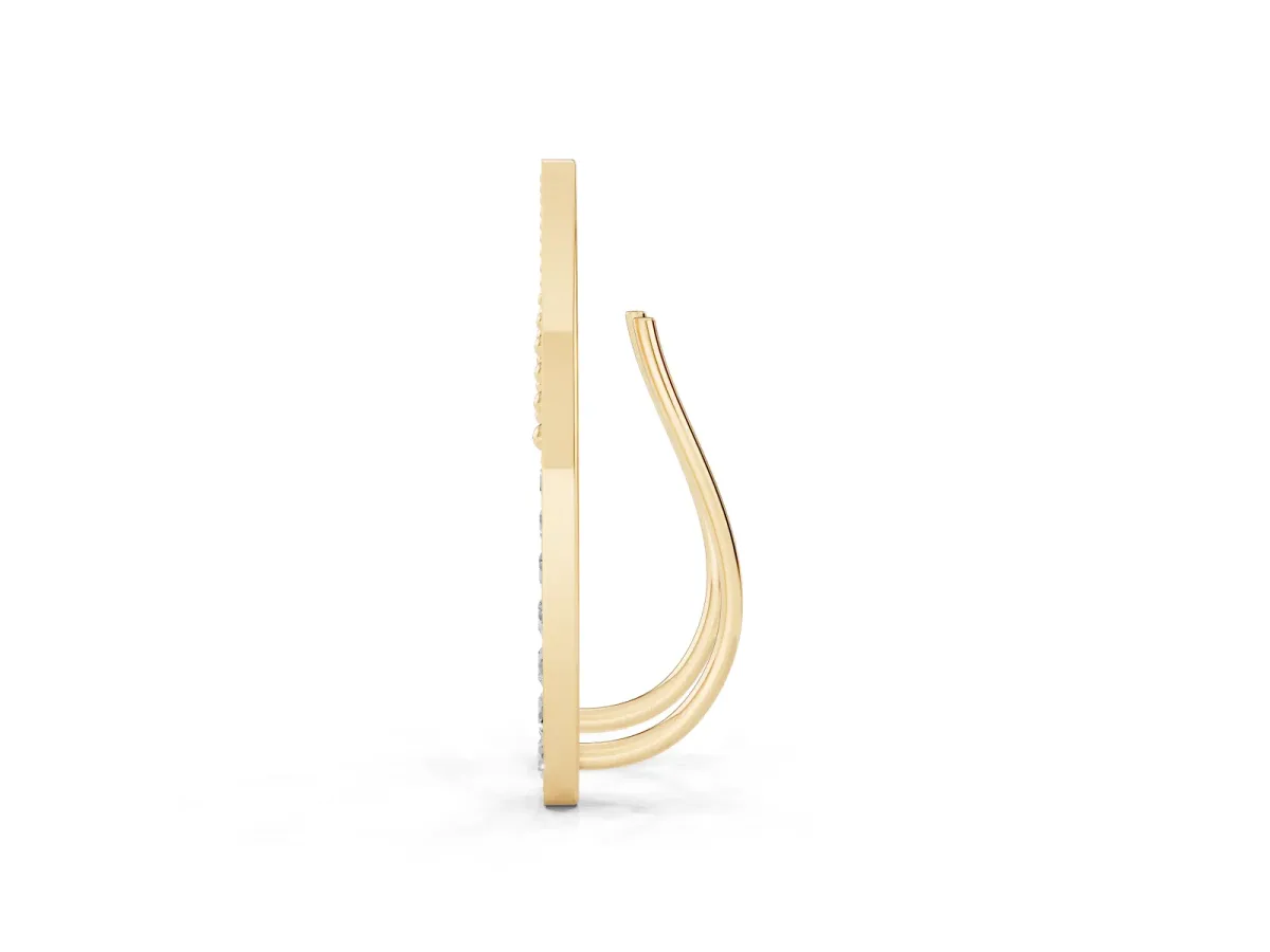 Pavé Round Diamond Curved Bar Earrings Yellow gold