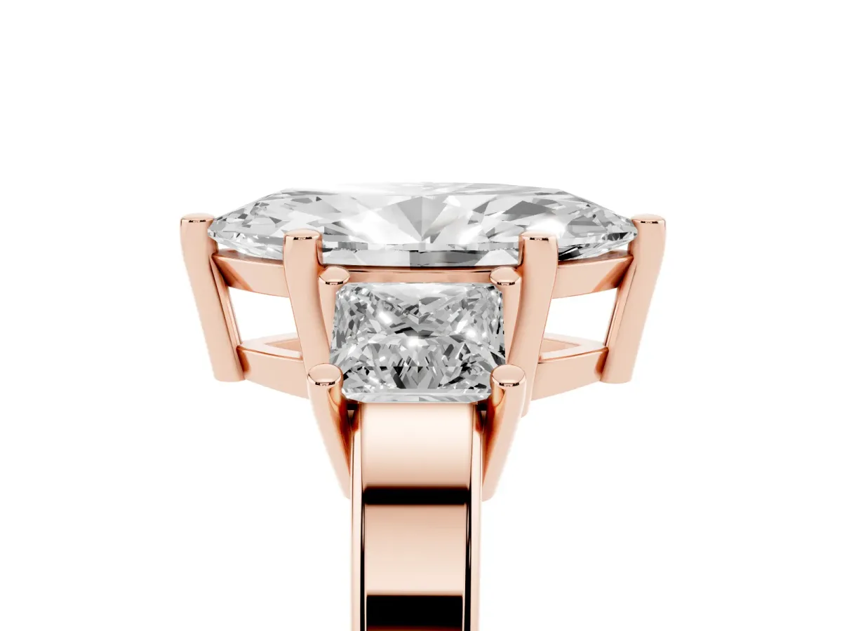 Three-Stone Marquise Cut Cut Solitaire Ring with Prong Setting Rose gold