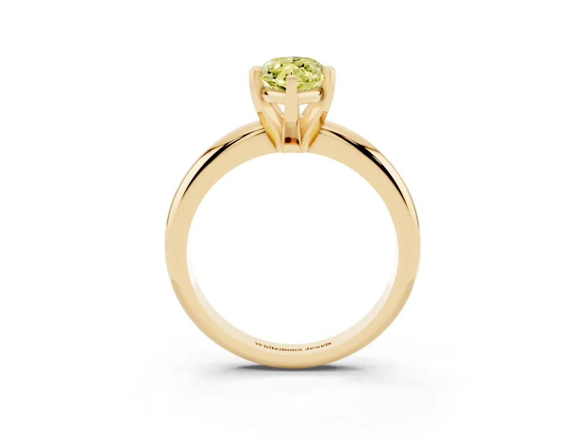 Fancy Yellow Marquise Cut Diamond Solitaire Engagement Ring with Round Band and Four-Prong Setting Yellow gold