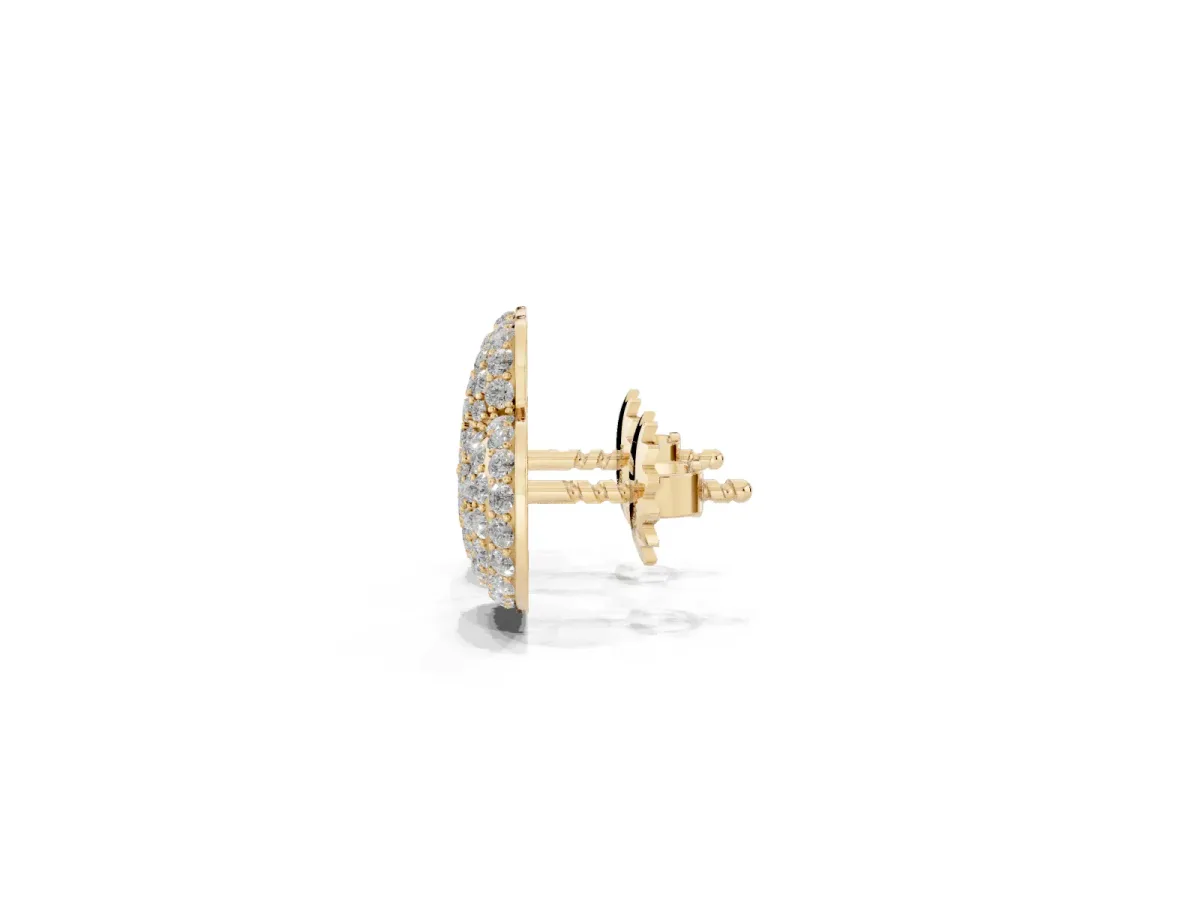 Round Diamond Heart Pavé Stud Earrings Yellow gold