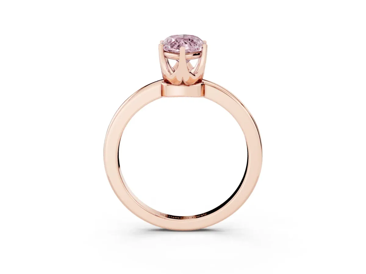Fancy Pink Marquise Cut Solitaire Diamond Ring with Six-Prong Setting on a Classic Band Rose gold