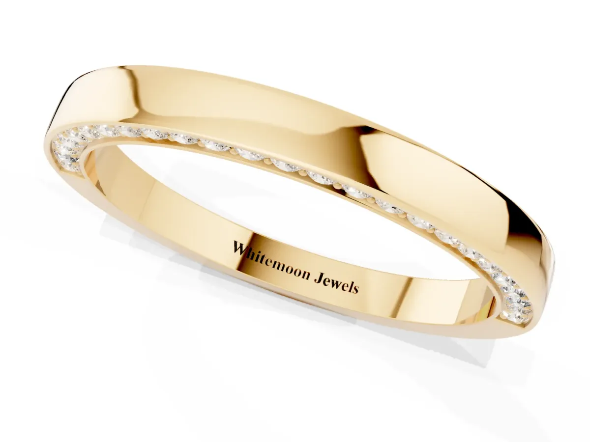Pavé Round Diamond Channel Set Band Yellow gold