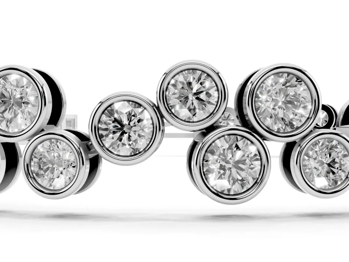 Bezel Set Round Diamond Cluster Tennis Bracelet Silver