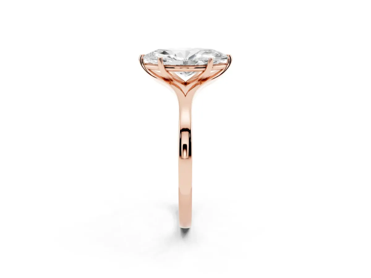 Marquise Cut Solitaire Diamond Ring with Six-Prong Setting and Tapered Band Rose gold