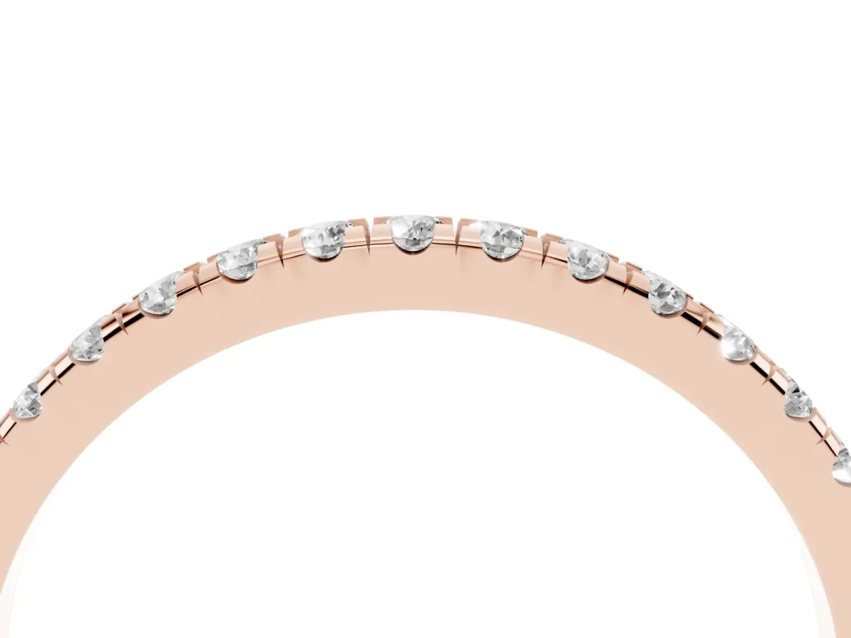 Pavé Round Diamond Half Eternity Band with Shared Prong Setting Rose gold
