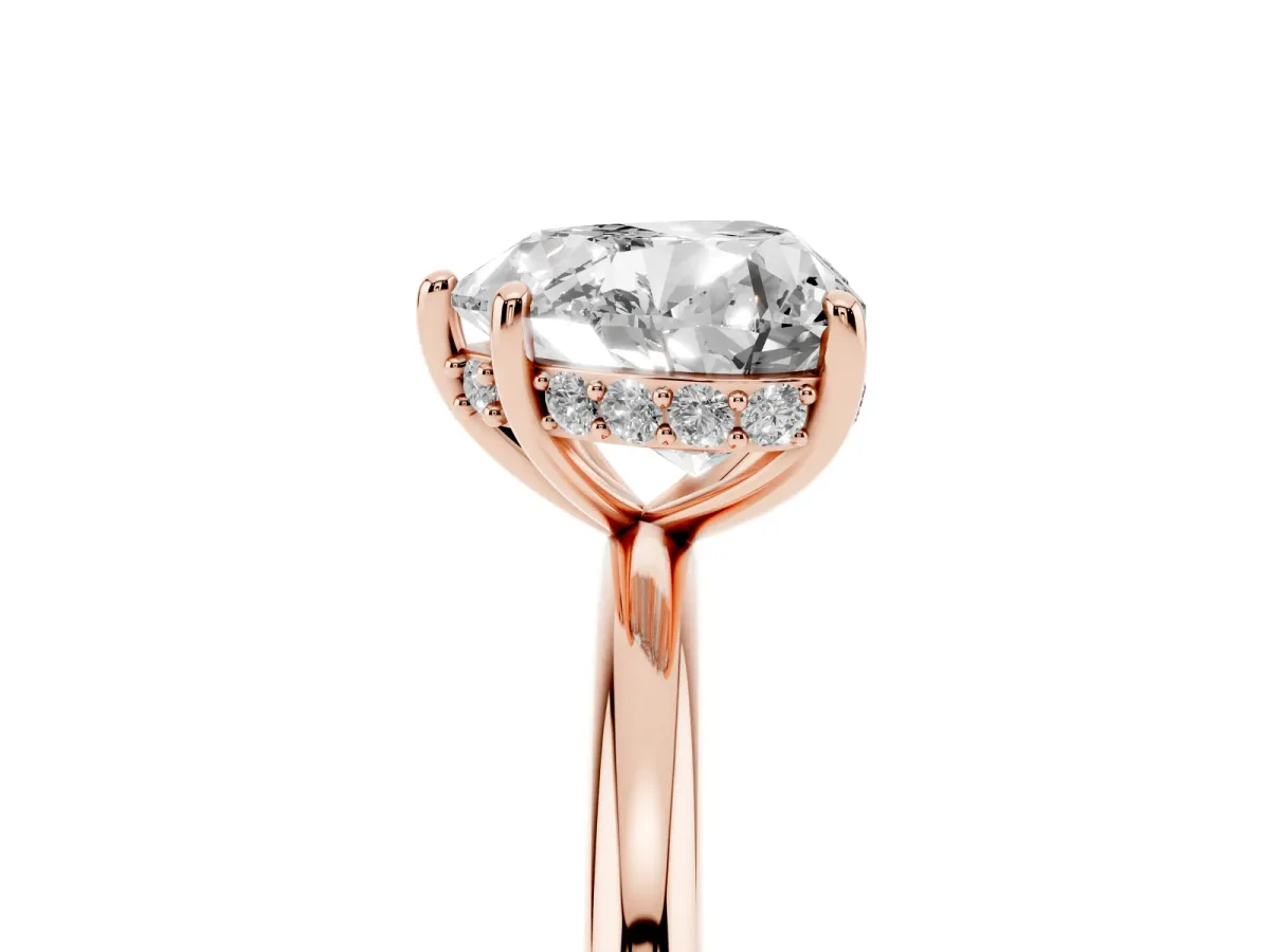 Heart Cut Solitaire Diamond Ring with a Classic Band and Four-Prong Setting Rose gold