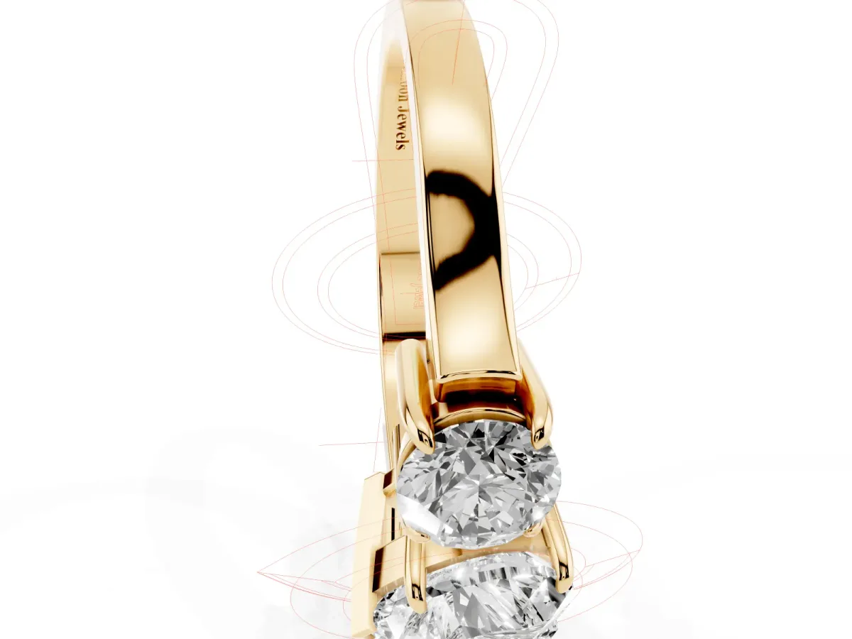 Three-Stone Heart Cut Cut Diamond Ring with Round Accent Stones, Prong Setting, and Classic Band Yellow gold