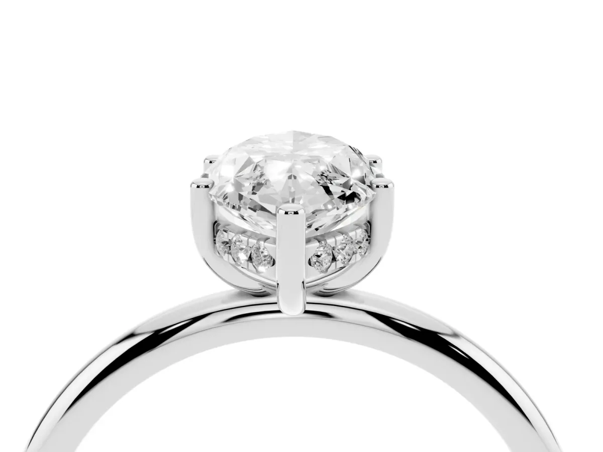 Marquise Cut Cut Solitaire Engagement Ring with Four-Prong Setting and Classic Band Silver