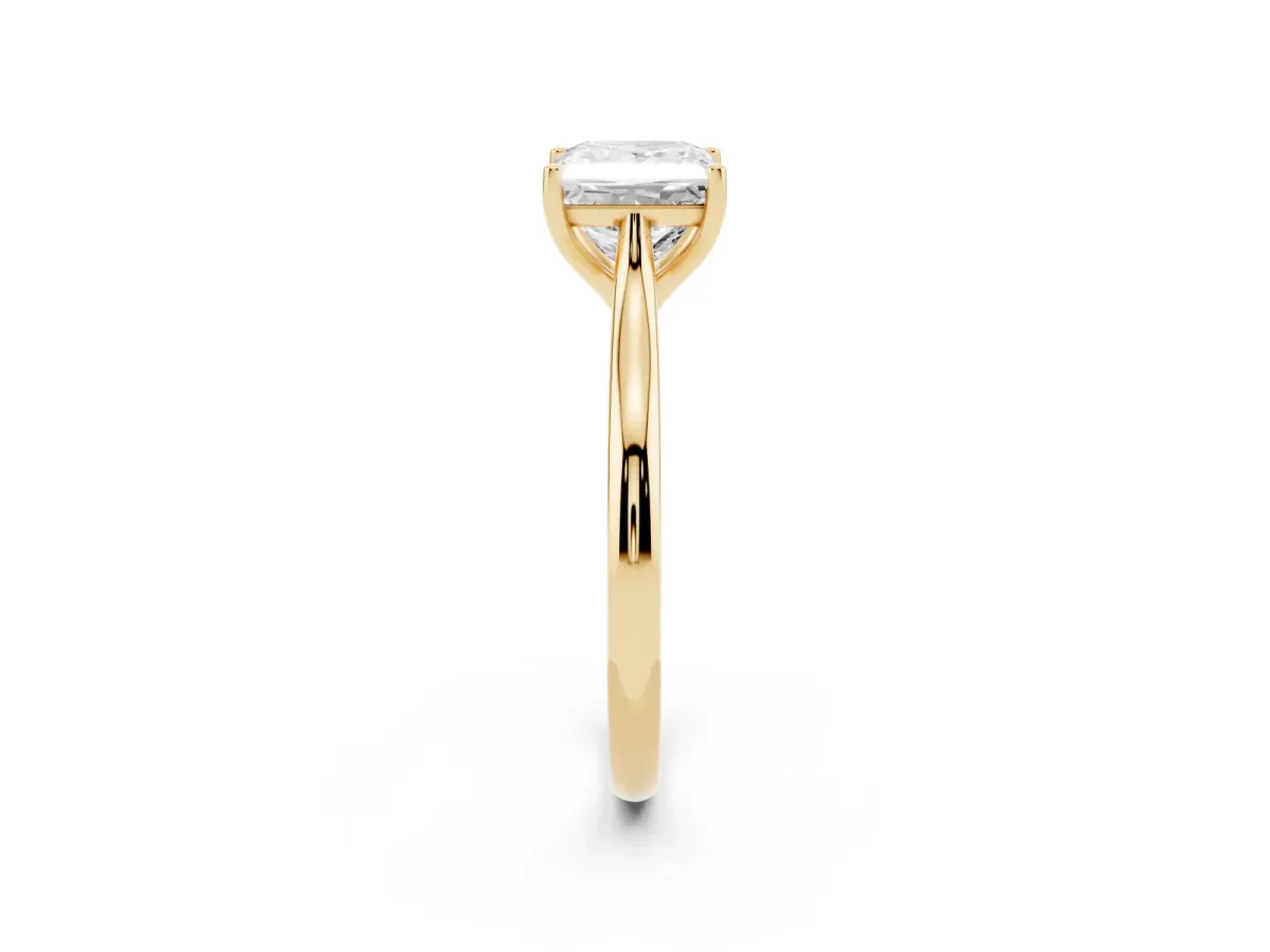 Princess Cut Cut Solitaire Ring with Cathedral Band and Four-Prong Setting Yellow gold