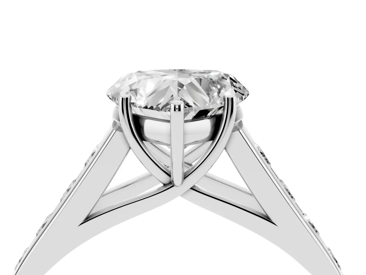 Heart Cut Solitaire Channel-Set Diamond Engagement Ring with Four-Prong Setting Silver