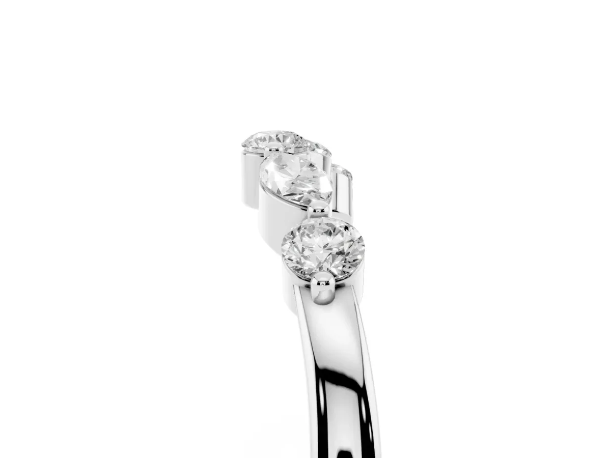 Round and Marquise Diamond Half Eternity Band with Prong Setting Platinum