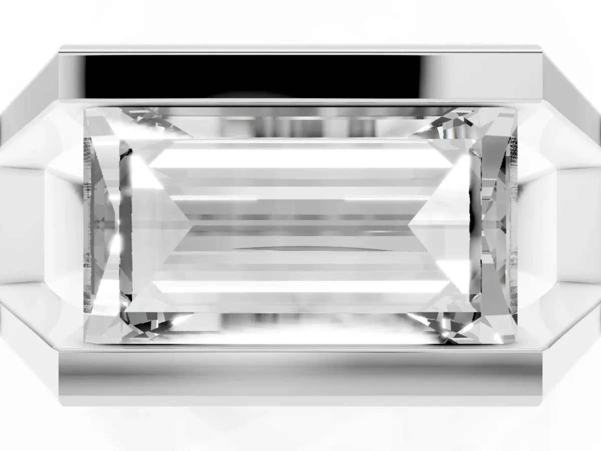 Baguette Diamond Geometric Solitaire Ring White gold