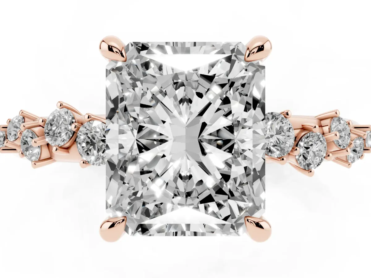 Radiant Cut Cut Diamond Vine Band with Four-Prong Setting Rose gold