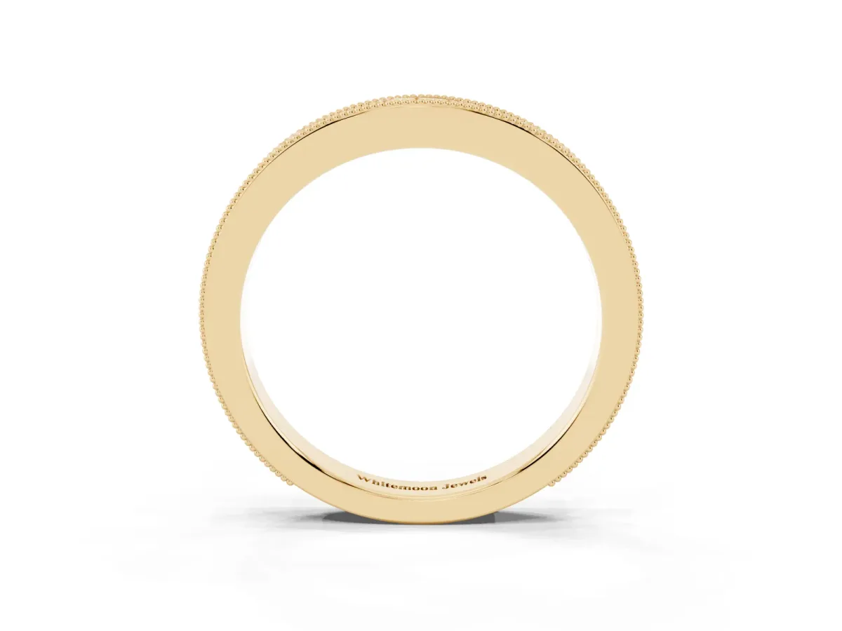 Milgrain Bezel Set Round Diamond Eternity Band Yellow gold