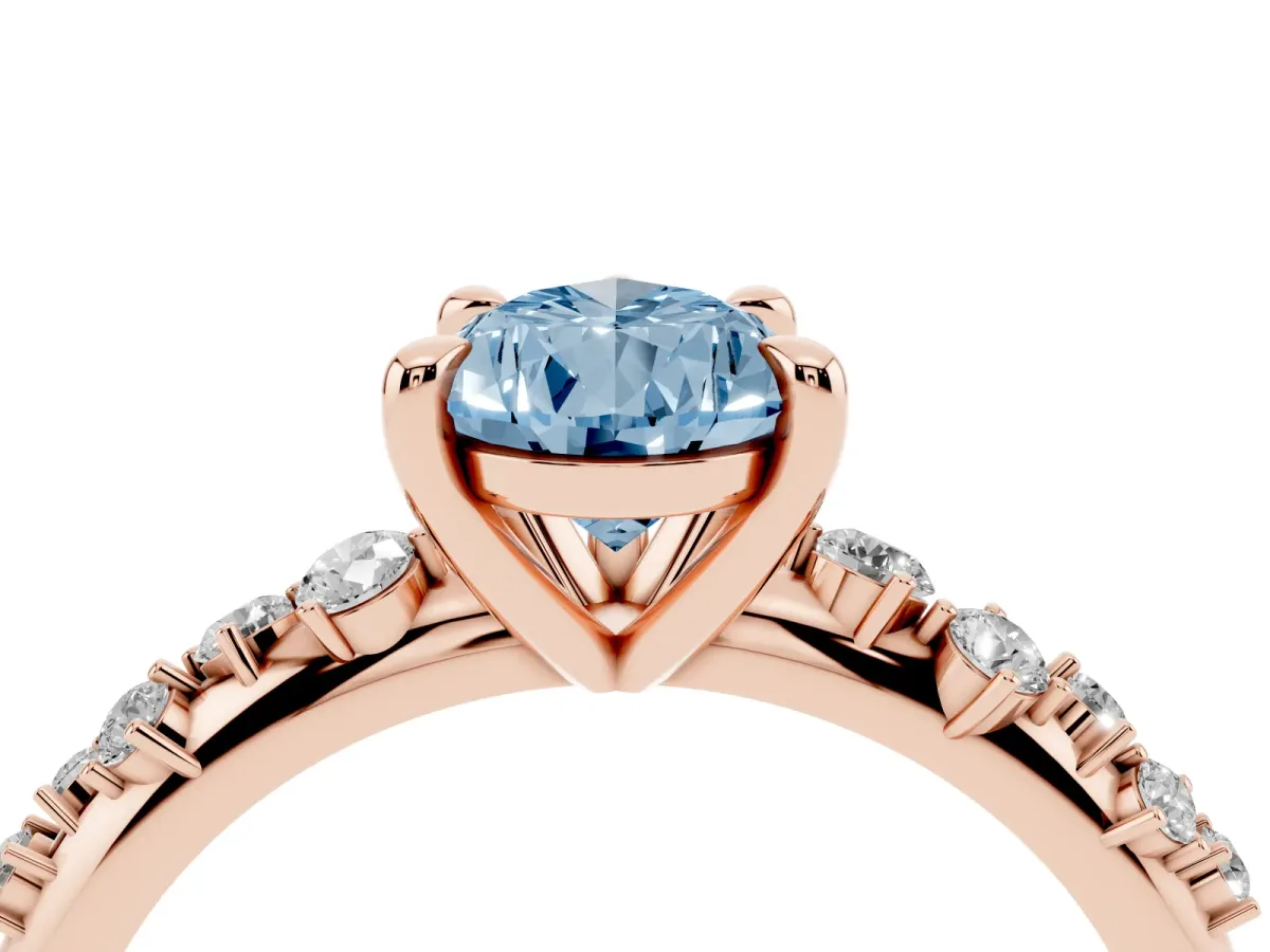Fancy Blue Pear Cut Cut Diamond Vine Band with Four-Prong Setting Rose gold