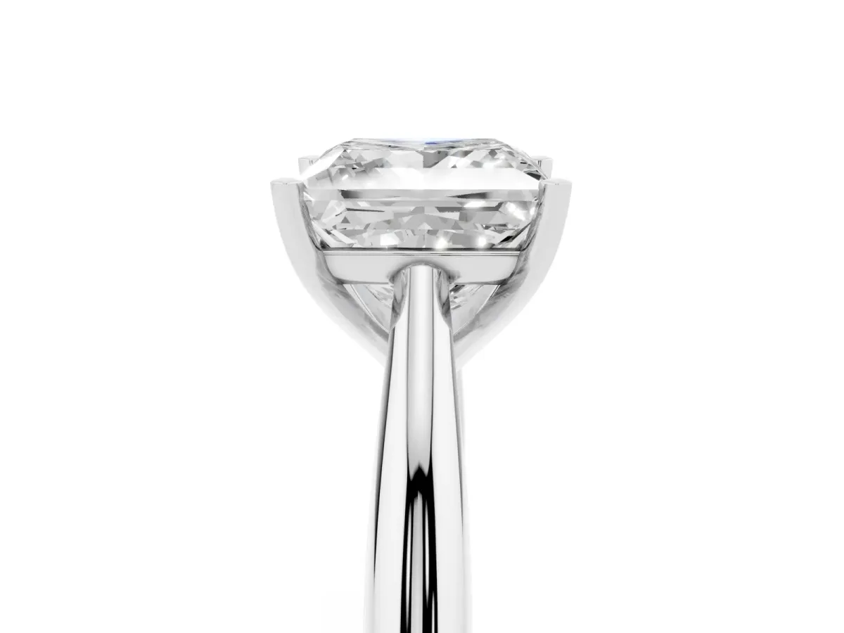 Princess Cut Diamond Solitaire Engagement Ring with Cathedral Setting and Four-Prong Mount Platinum