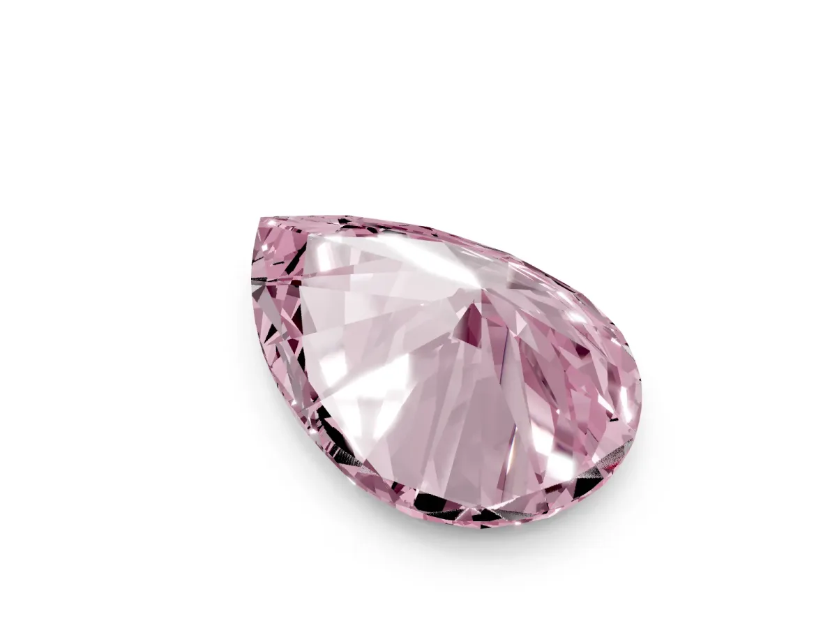 Fancy Pink Pear Cut Diamond Ring with Marquise Side Stones and Prong Setting White gold