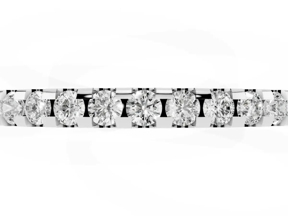 Round Diamond Half Eternity Band with Pavé Setting and Shared Prong White gold