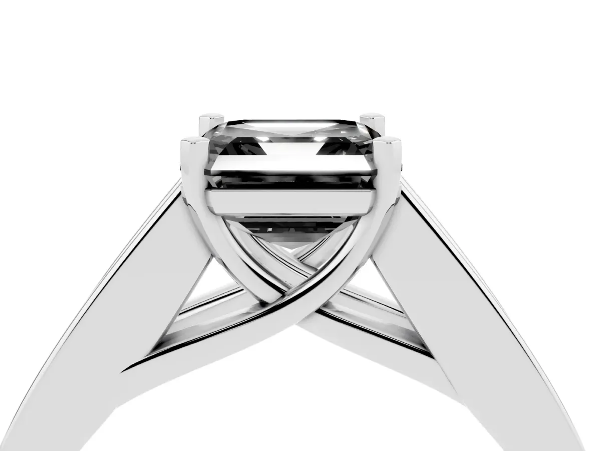 Fancy Black Asscher Cut Cut Channel Set Solitaire Ring with Four-Prong Setting White gold
