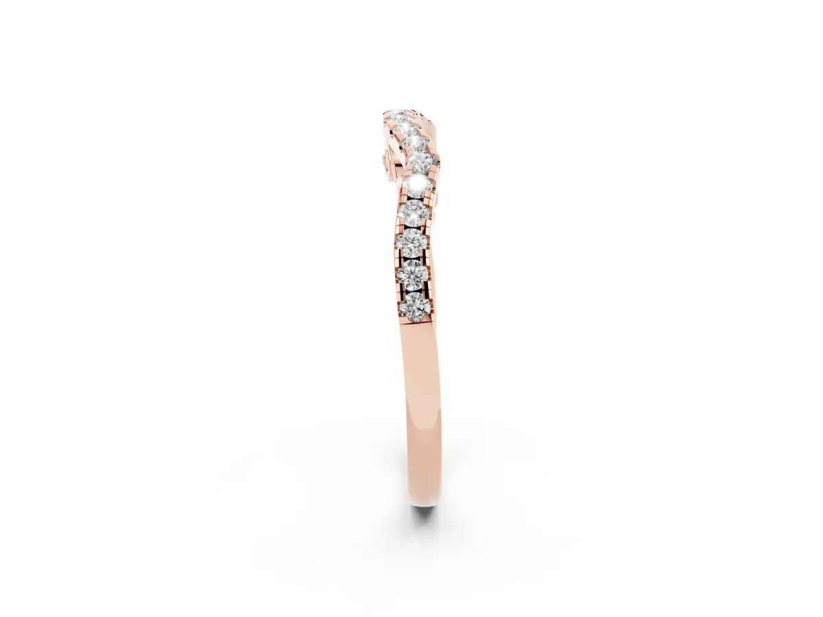 Curved Diamond Pavé Round Eternity Band with Shared Prong Setting Rose gold