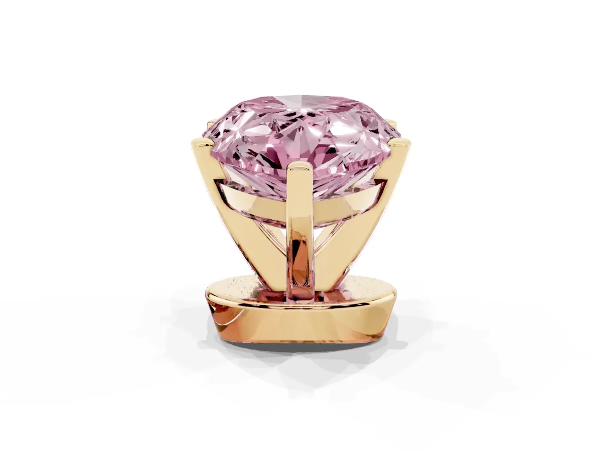 Fancy Pink Pear Cut Diamond Solitaire Ring with Prong Setting and Classic Band Yellow gold