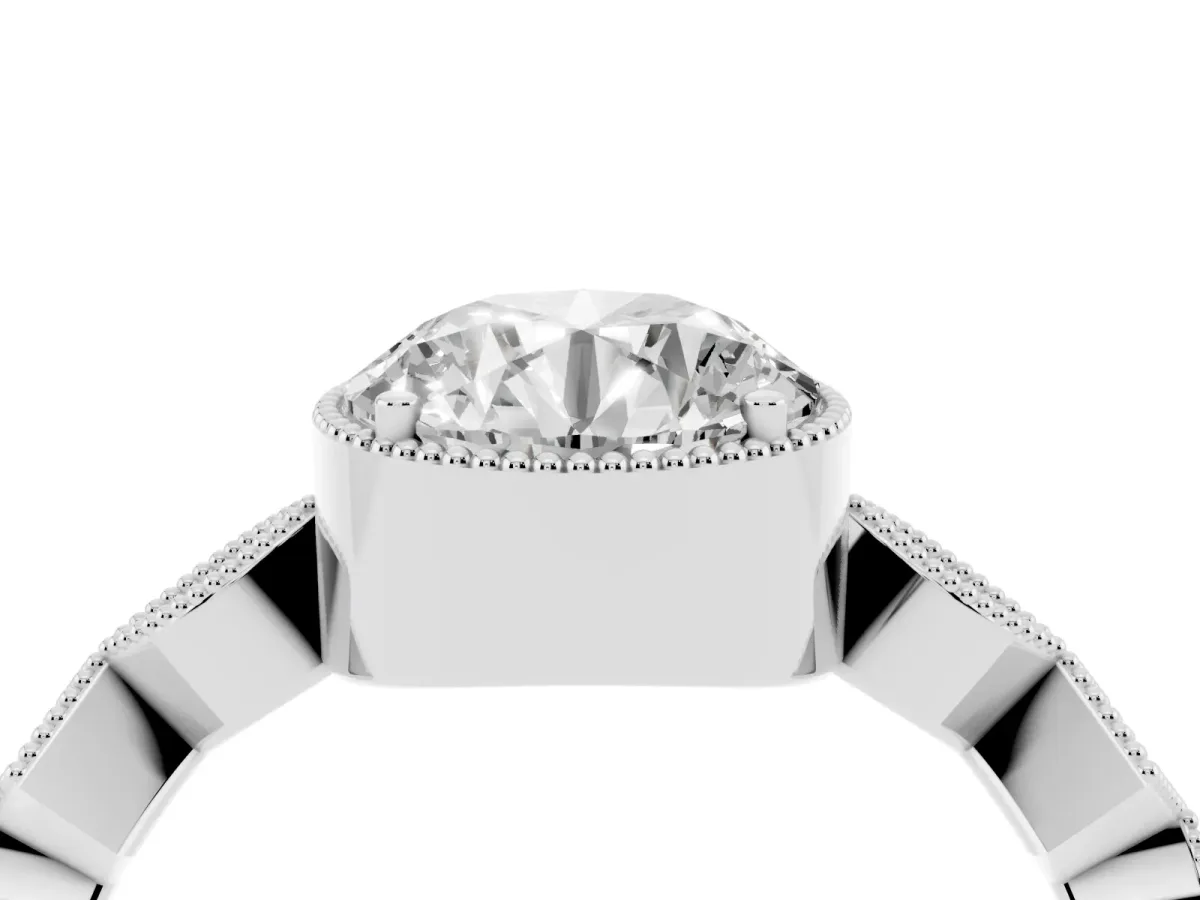 Round Cut Milgrain Marquise Diamond Twist Band Ring Platinum
