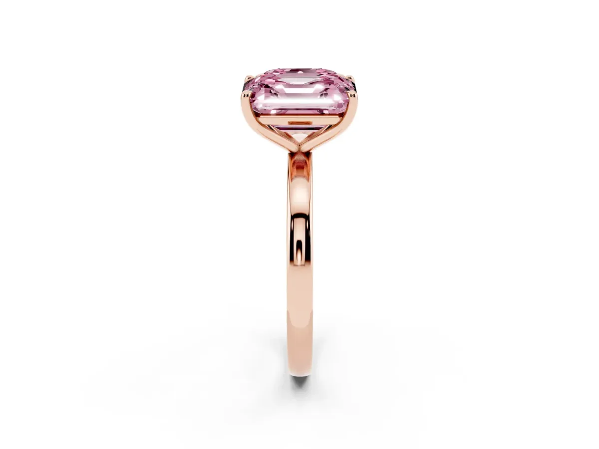 Fancy Pink Asscher Cut and Emerald Cut Toi Moi Ring with Prong Setting Rose gold