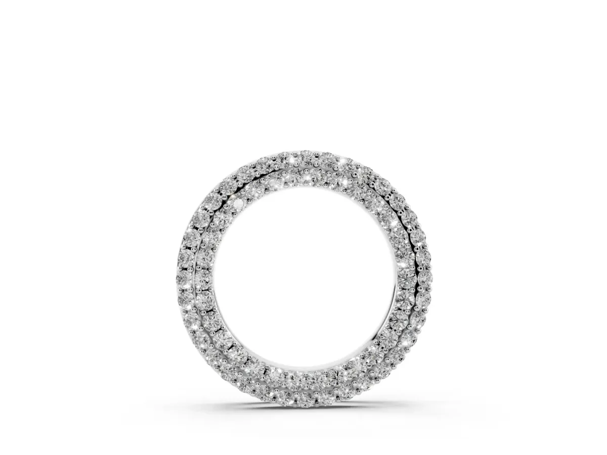 Round Pavé Diamond Circle Pendant Silver