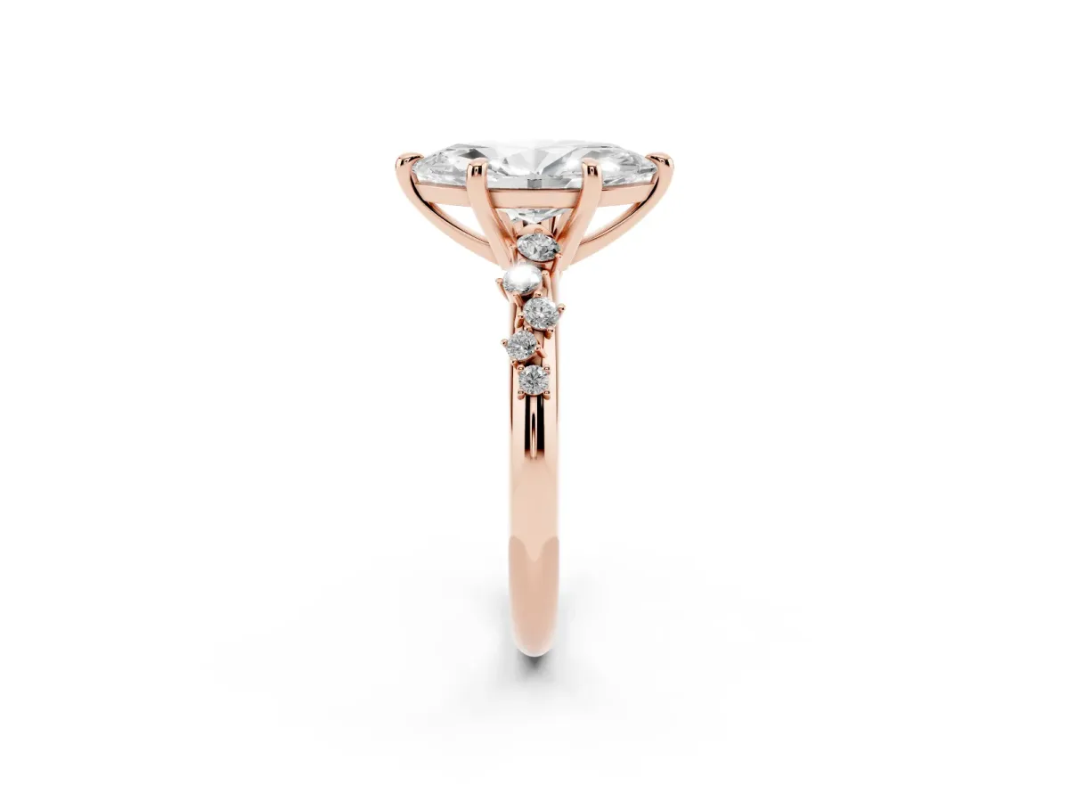 Marquise Cut Cut Diamond Vine Band with Four-Prong Setting Rose gold