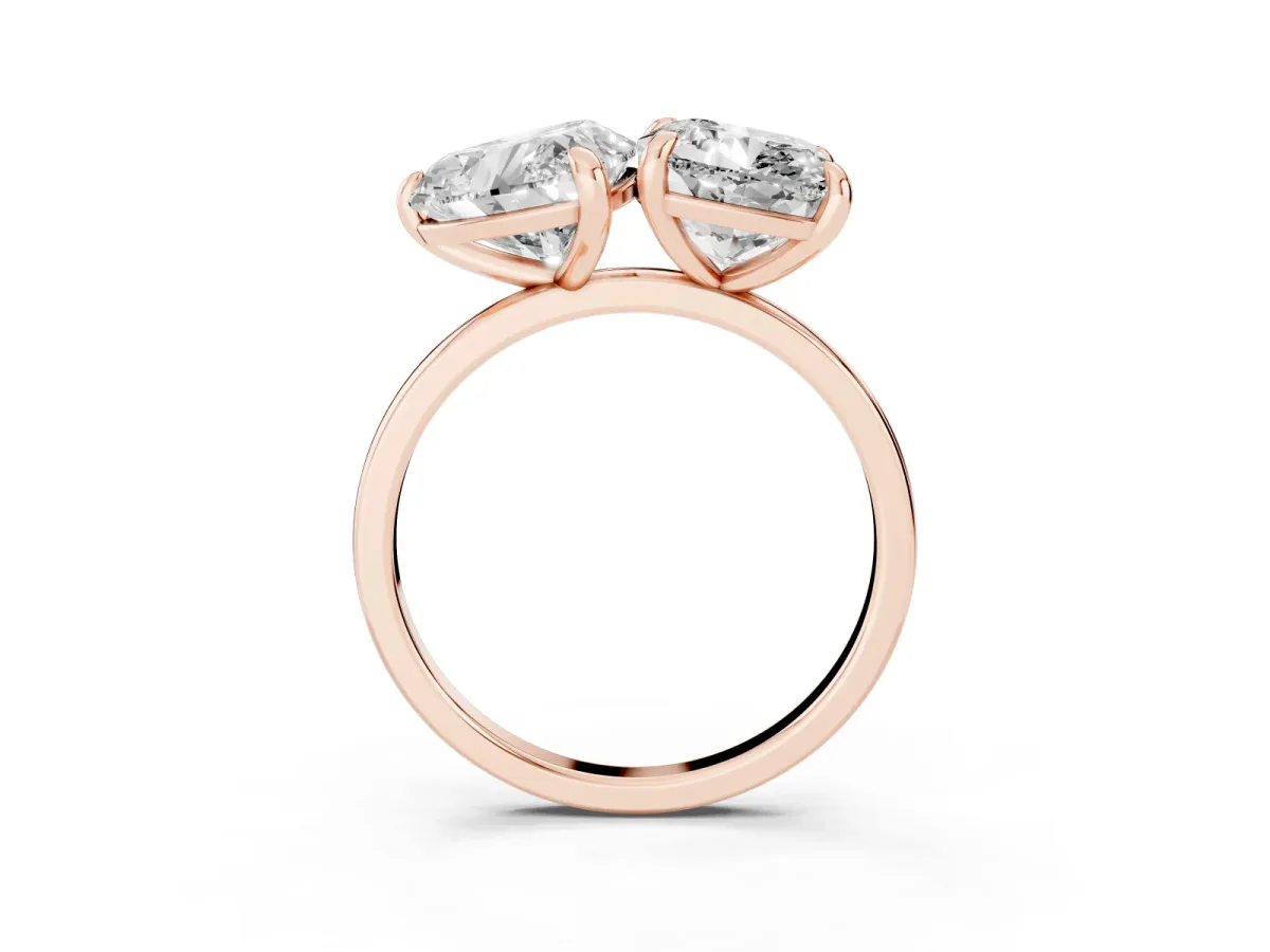 Cushion and Heart Toi Moi Ring with Prong Setting and Plain Band Rose gold
