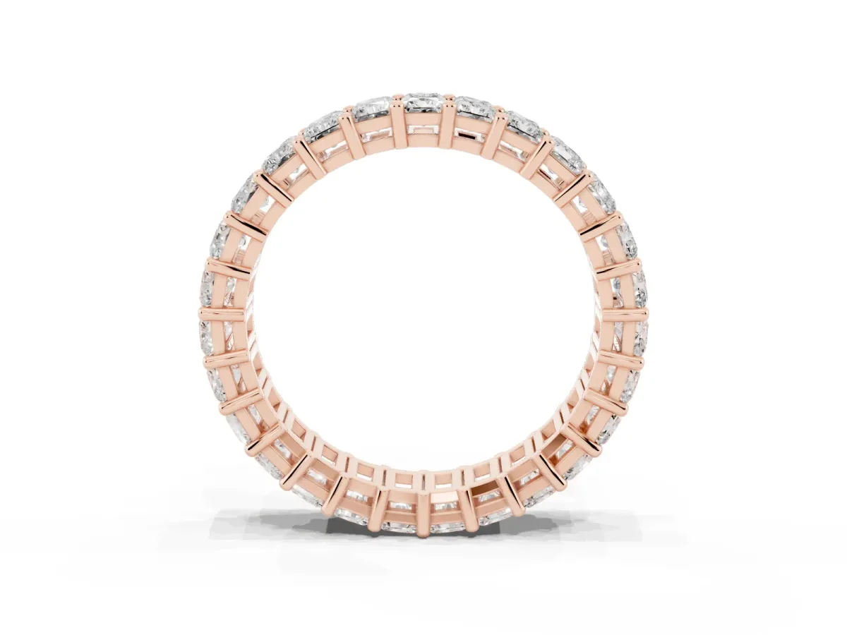 radiant Cut eternity band with shared prong setting Rose gold