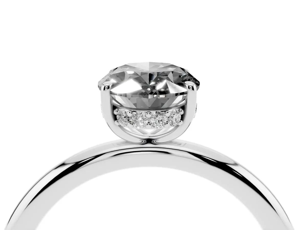 Fancy Black Oval Cut Diamond Solitaire Ring with Thin Band and Four-Prong Setting Platinum