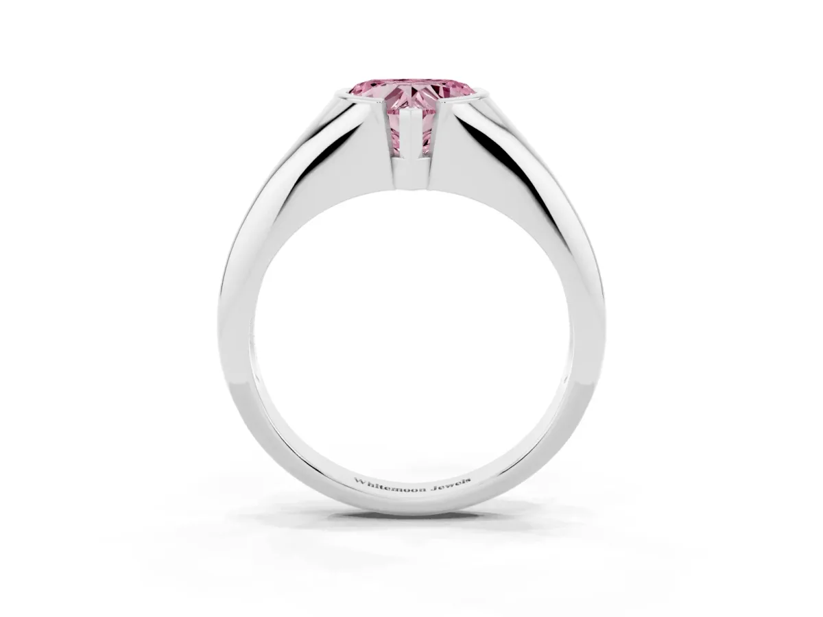 Fancy Pink Heart Cut Solitaire Tension Set Diamond Ring White gold