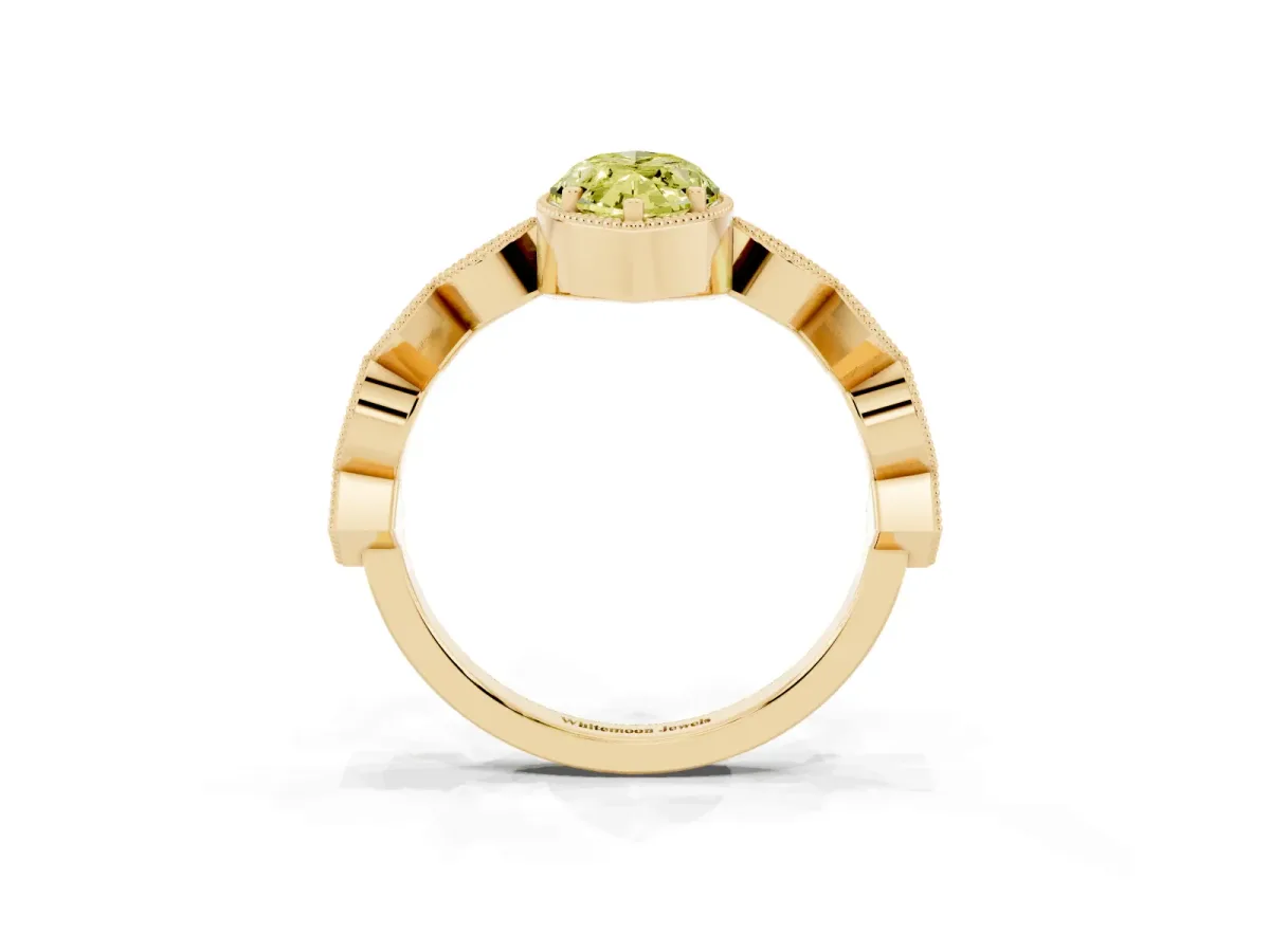 Fancy Yellow Marquise Cut Milgrain Marquise Diamond Twist Band Ring Yellow gold