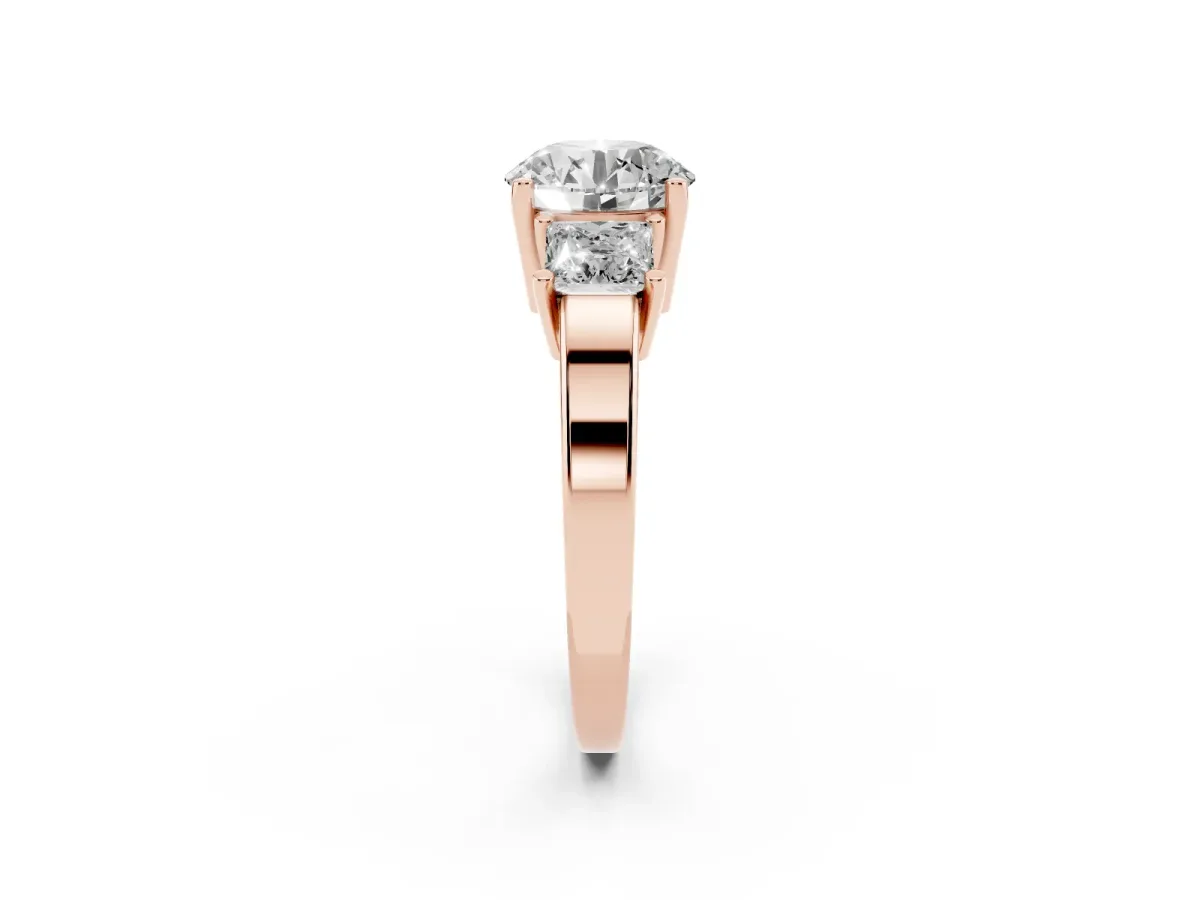 Three-Stone Round Cut Cut Solitaire Ring with Prong Setting Rose gold
