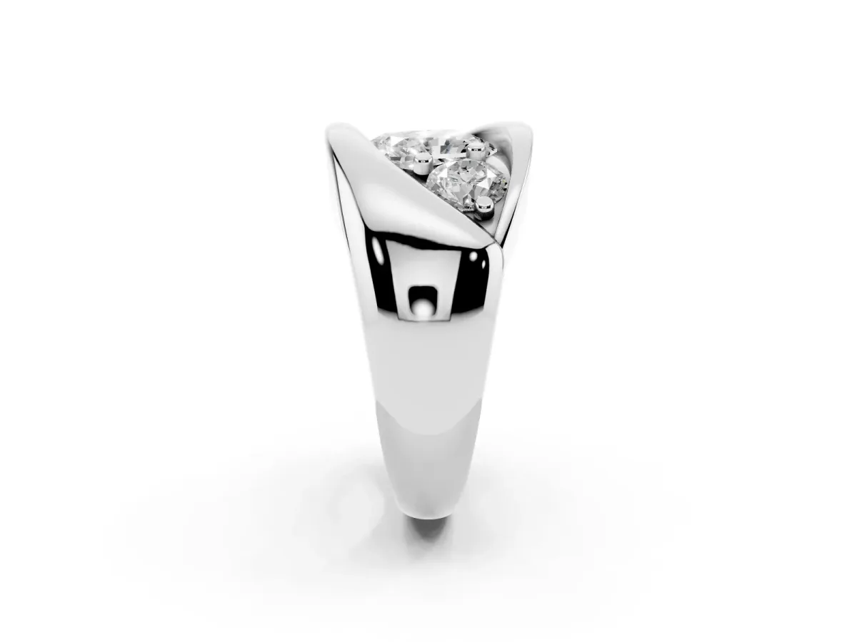 Channel Set Radiant Cut Diamond Crossover Band White gold