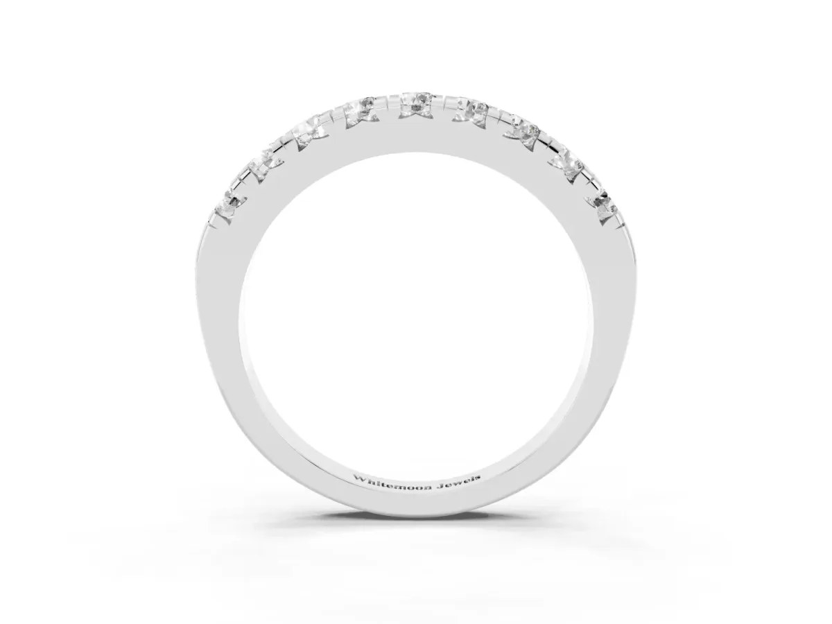 Round Diamond Half-Eternity Prong Set Band Silver