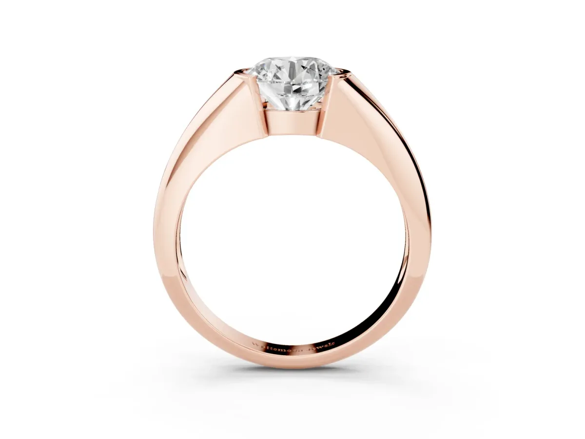 Round Cut Solitaire Tension Set Diamond Ring Rose gold
